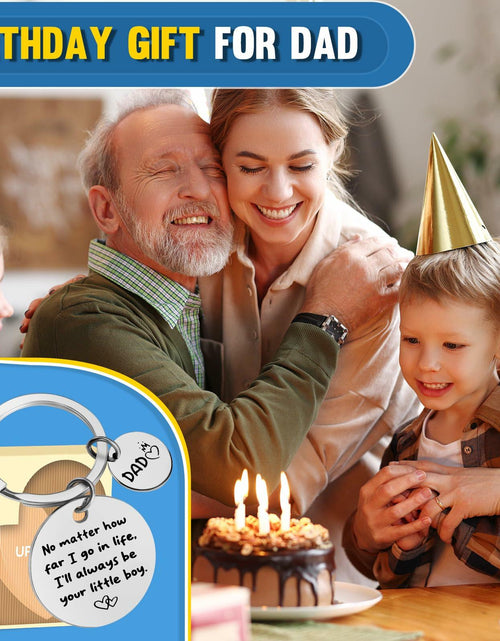 Load image into Gallery viewer, URECOVER Silver Stainless Steel Engraved Keychain for Dad from Son Hearts
