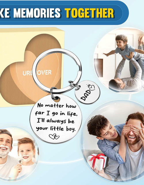 Load image into Gallery viewer, URECOVER Silver Stainless Steel Engraved Keychain for Dad from Son Hearts
