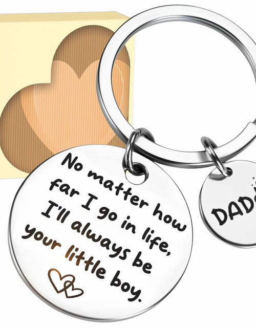Load image into Gallery viewer, URECOVER Silver Stainless Steel Engraved Keychain for Dad from Son Hearts
