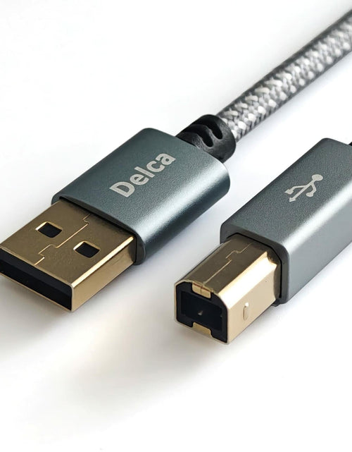 Load image into Gallery viewer, Delca 6ft Nylon Braided USB 2.0 Printer Cable Type A to B Gray
