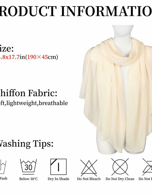 Load image into Gallery viewer, QIUTIMIY Sheer Chiffon Shawl Wrap Elegant Wedding Evening Scarf White W70cm
