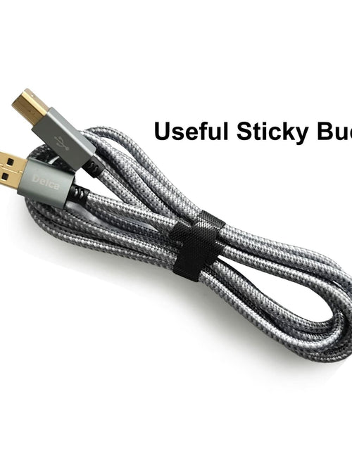 Load image into Gallery viewer, Delca 6ft Nylon Braided USB 2.0 Printer Cable Type A to B Gray
