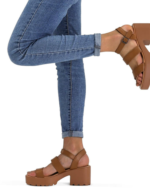 Load image into Gallery viewer, OPEN BOX MySoft Women’s Platform Sandals, Ankle Strap, 3" Block Heel, Open Toe
