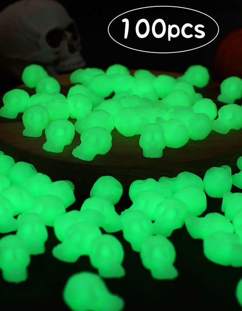 Load image into Gallery viewer, CCINEE 100PCS Glow in the Dark Mini Skull Heads Halloween Party Decor
