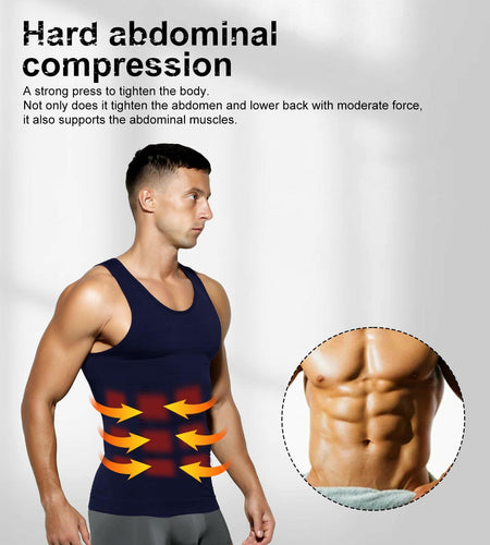 Casey Kevin Men's Sleeveless Compression Shirt Body Shaper XX-Large Navy