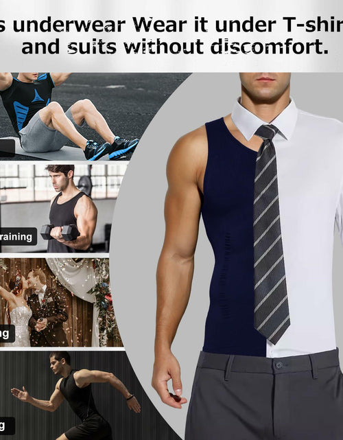 Load image into Gallery viewer, Casey Kevin Men's Sleeveless Compression Shirt Body Shaper XX-Large Navy
