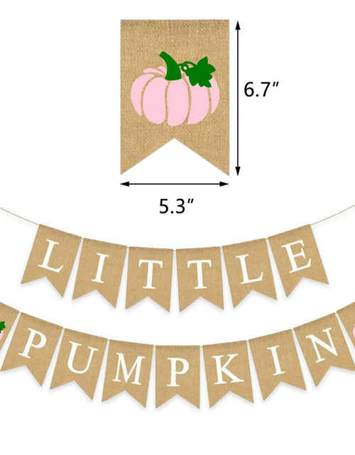 Load image into Gallery viewer, Little Pumpkin Teal Burlap Banner – Fall, Baby Shower &amp; Birthday Decor
