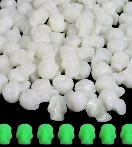 CCINEE 100PCS Glow in the Dark Mini Skull Heads Halloween Party Decor