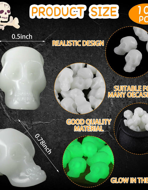Load image into Gallery viewer, CCINEE 100PCS Glow in the Dark Mini Skull Heads Halloween Party Decor
