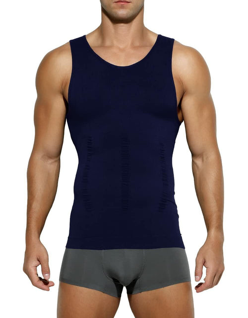Load image into Gallery viewer, Casey Kevin Men's Sleeveless Compression Shirt Body Shaper XX-Large Navy
