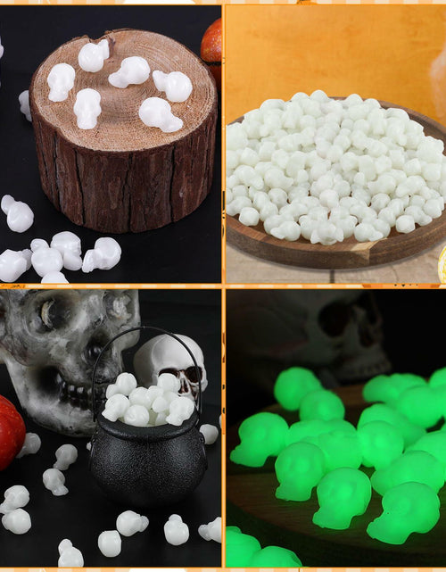 Load image into Gallery viewer, CCINEE 100PCS Glow in the Dark Mini Skull Heads Halloween Party Decor
