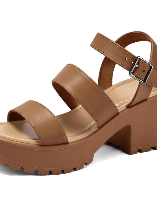 Load image into Gallery viewer, OPEN BOX MySoft Women’s Platform Sandals, Ankle Strap, 3" Block Heel, Open Toe
