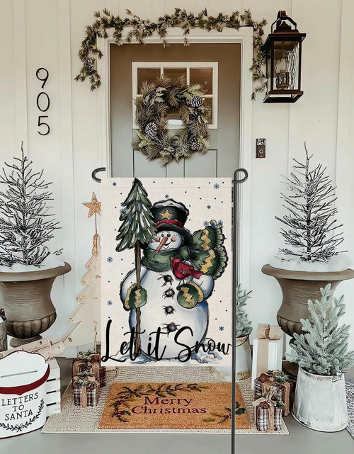 Load image into Gallery viewer, Fapulee Winter Snowman Garden Flag – 12x18in Double-Sided Christmas Yard Decor
