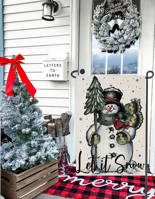 Load image into Gallery viewer, Fapulee Winter Snowman Garden Flag – 12x18in Double-Sided Christmas Yard Decor
