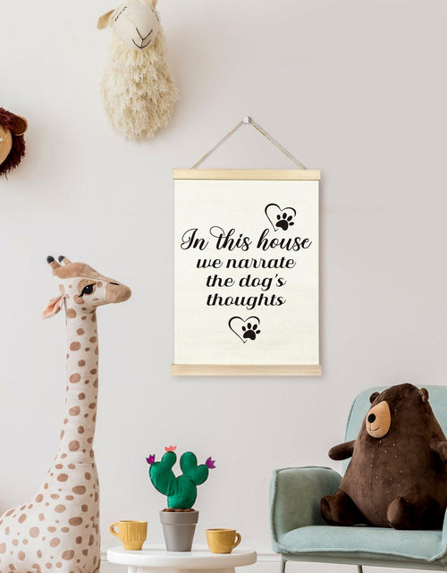 Load image into Gallery viewer, TAEDIN Dog Wall Art – “In This House We Narrate the Dog’s Thoughts” 12x16
