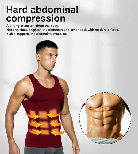 Casey Kevin Men’s Sleeveless Compression Shirt – Shapewear Vest Small, Wine Red