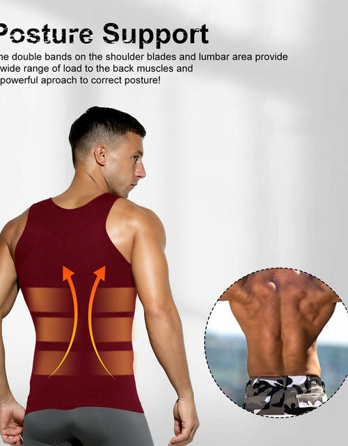 Load image into Gallery viewer, Casey Kevin Men’s Sleeveless Compression Shirt – Shapewear Vest Small, Wine Red
