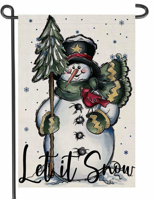 Load image into Gallery viewer, Fapulee Winter Snowman Garden Flag – 12x18in Double-Sided Christmas Yard Decor

