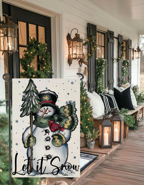 Load image into Gallery viewer, Fapulee Winter Snowman Garden Flag – 12x18in Double-Sided Christmas Yard Decor

