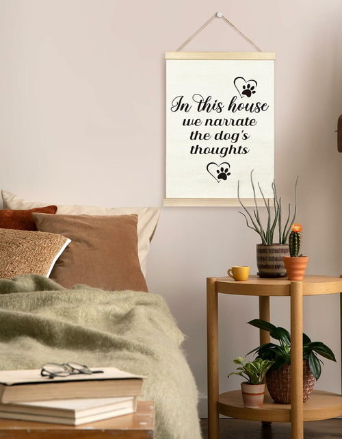 Load image into Gallery viewer, TAEDIN Dog Wall Art – “In This House We Narrate the Dog’s Thoughts” 12x16
