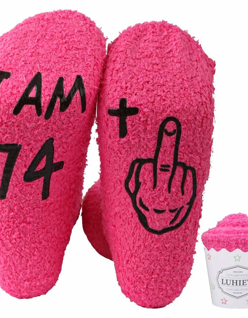 Load image into Gallery viewer, Luhiew 75th Birthday Funny Socks for Women Grandma Wife – Rose Red
