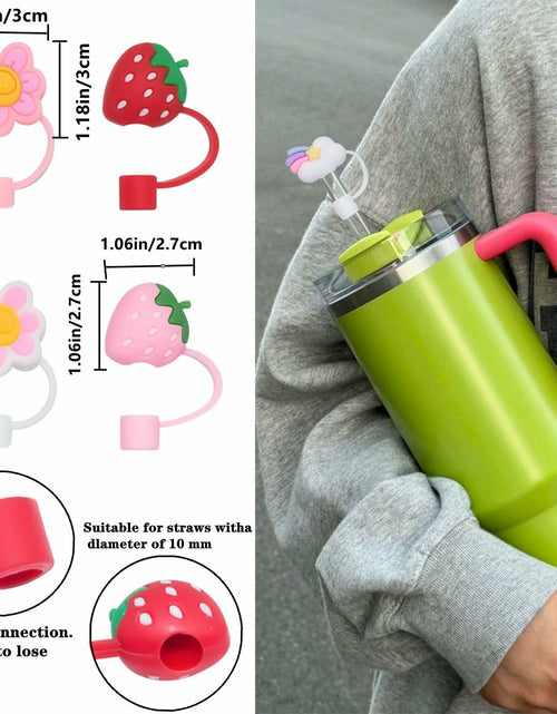 Load image into Gallery viewer, 5Pcs Silicone Straw Covers for Stanley Cup 30&amp;40oz Tumbler Pink Reusable
