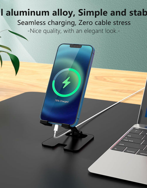 Load image into Gallery viewer, Meliya Foldable Aluminum Adjustable Cell Phone Stand Holder for Desk Silver
