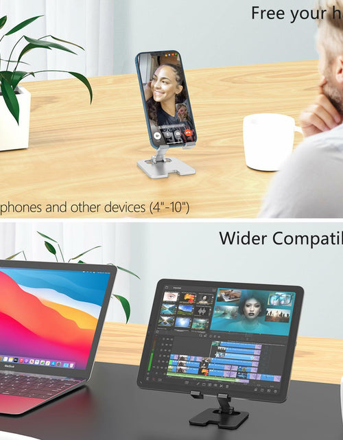 Load image into Gallery viewer, Meliya Foldable Aluminum Adjustable Cell Phone Stand Holder for Desk Silver
