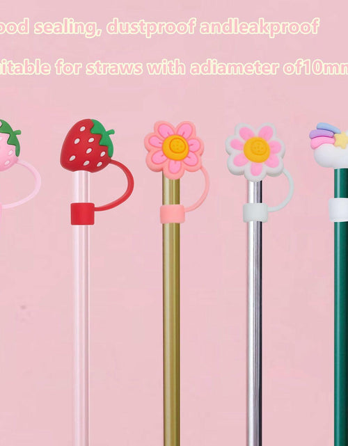 Load image into Gallery viewer, 5Pcs Silicone Straw Covers for Stanley Cup 30&amp;40oz Tumbler Pink Reusable
