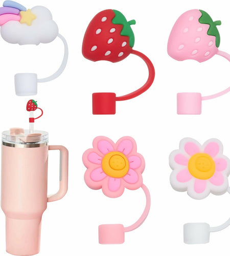 5Pcs Silicone Straw Covers for Stanley Cup 30&40oz Tumbler Pink Reusable