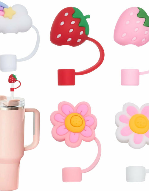 Load image into Gallery viewer, 5Pcs Silicone Straw Covers for Stanley Cup 30&amp;40oz Tumbler Pink Reusable
