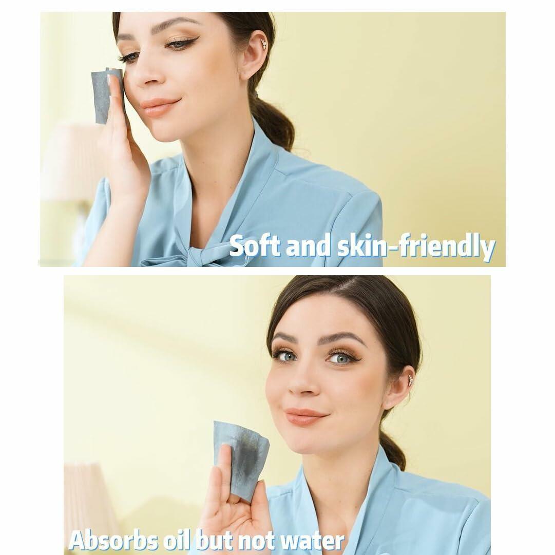 Travel Makeup Mirror with Facial Oil Blotting Sheets 100 Count Rose