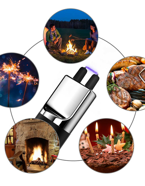 Load image into Gallery viewer, 2PCS USB Rechargeable Arc Candle Lighter Windproof Flameless Black
