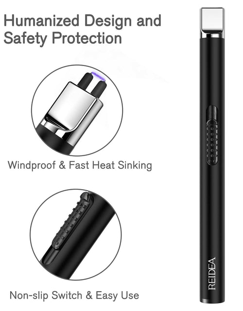 Load image into Gallery viewer, 2PCS USB Rechargeable Arc Candle Lighter Windproof Flameless Black
