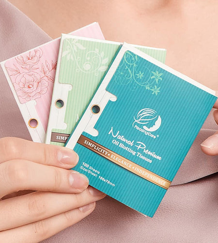 Travel Makeup Mirror with Facial Oil Blotting Sheets 100 Count Rose