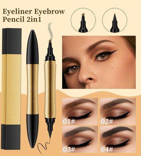 2-in-1 3D Microblading Eyebrow & Eyeliner Pencil Waterproof Grey