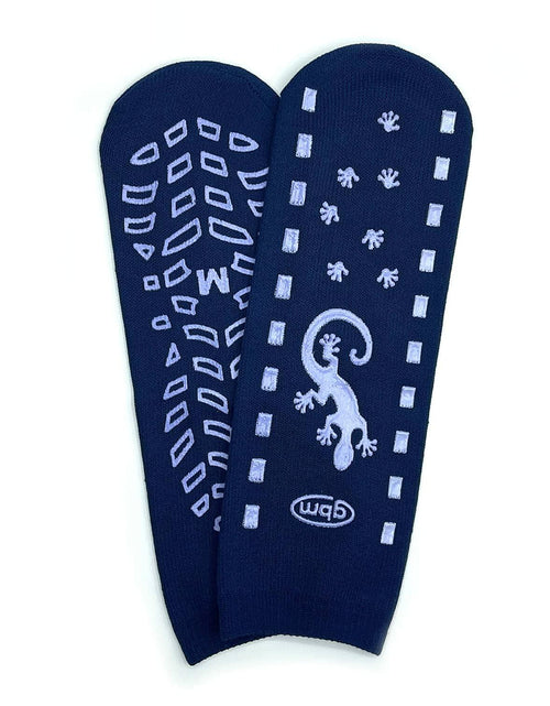 Load image into Gallery viewer, GBM Geckos - Plush Double Tread Non-Slip Safety Socks 2-PACK (Navy Blue, Medium)

