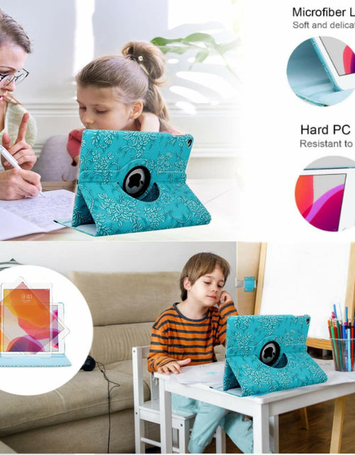 Load image into Gallery viewer, iPad Pro 12.9" 6th Gen Case with Rotating Stand &amp; Auto Sleep/Wake – Blue Flowers
