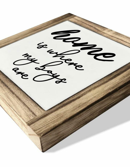 Load image into Gallery viewer, Rustic Wood Sign Inspirational Plaque 'Home Is Where My Boys Are'
