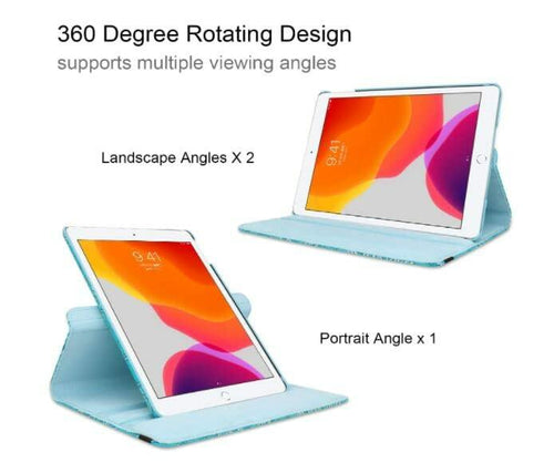 Load image into Gallery viewer, iPad Pro 12.9" 6th Gen Case with Rotating Stand &amp; Auto Sleep/Wake – Blue Flowers
