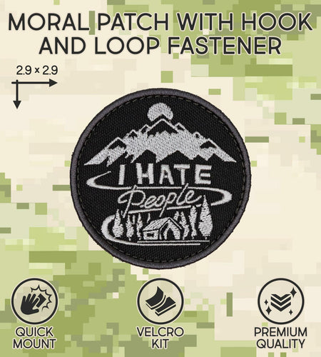 Funny Tactical Morale Patch "I Hate People" for Jackets, Bags, Gear