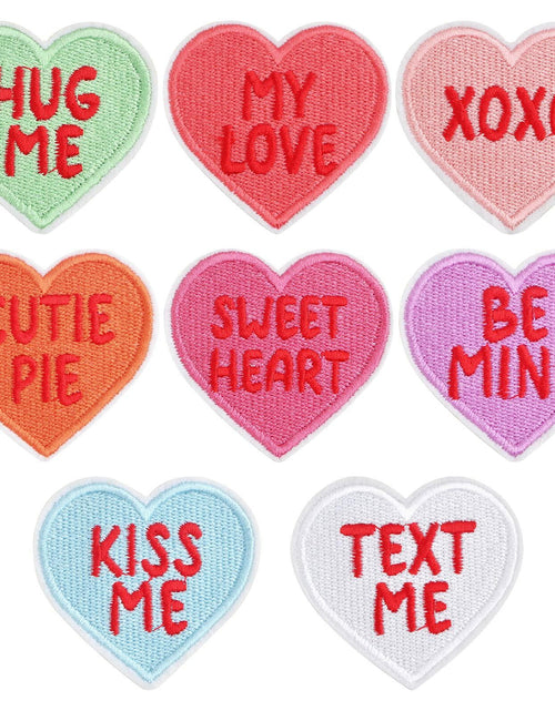 Load image into Gallery viewer, 8 Heart-Shaped Embroidered Patches Sew-On DIY Applique for Jeans &amp; Dress

