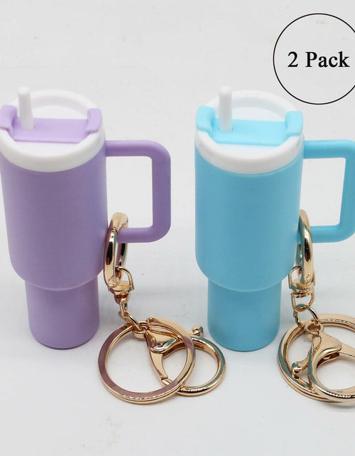 Load image into Gallery viewer, Wabogove Mini Tumbler Keychain 2 Pack Cute Cup Charms for Bags Purple+Blue
