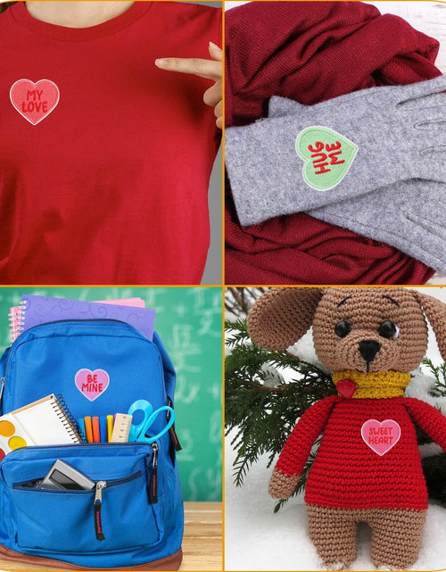 Load image into Gallery viewer, 8 Heart-Shaped Embroidered Patches Sew-On DIY Applique for Jeans &amp; Dress
