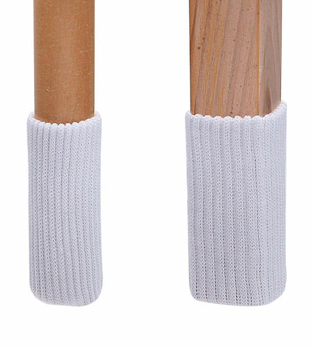 16 White Knitting Wool Chair Leg Socks Furniture Floor Protectors TEKEFT