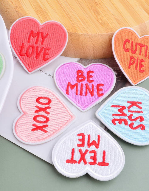 Load image into Gallery viewer, 8 Heart-Shaped Embroidered Patches Sew-On DIY Applique for Jeans &amp; Dress
