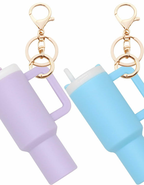 Load image into Gallery viewer, Wabogove Mini Tumbler Keychain 2 Pack Cute Cup Charms for Bags Purple+Blue
