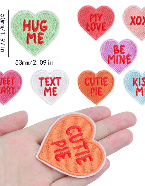 Load image into Gallery viewer, 8 Heart-Shaped Embroidered Patches Sew-On DIY Applique for Jeans &amp; Dress
