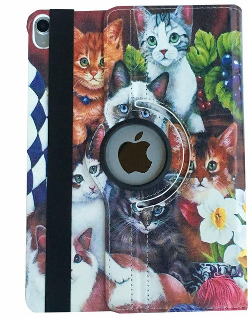 Load image into Gallery viewer, iPad 11" 1st Gen 2018 Rotating Smart Leather Case – Cat Design
