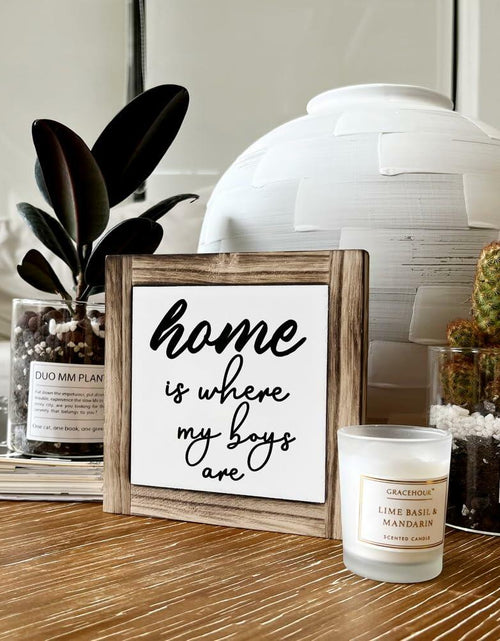 Load image into Gallery viewer, Rustic Wood Sign Inspirational Plaque 'Home Is Where My Boys Are'
